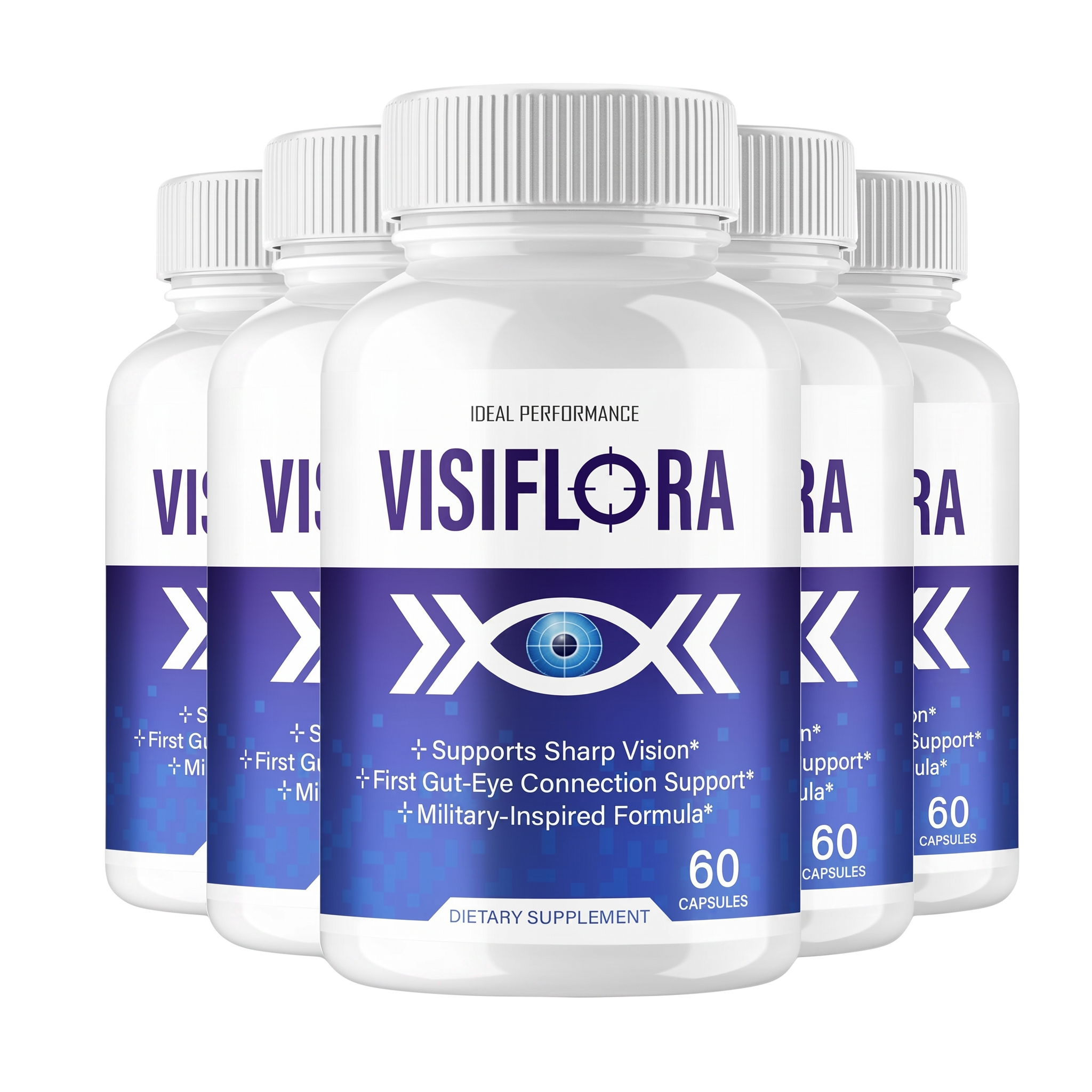 VisiFlora eye health supplement bottles